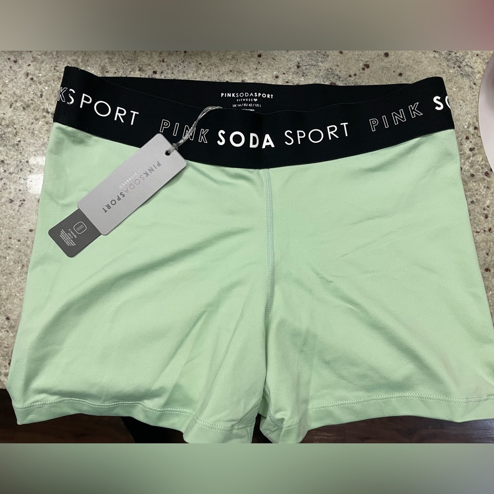 Pink Soda Sport Compression Shorts in Lime